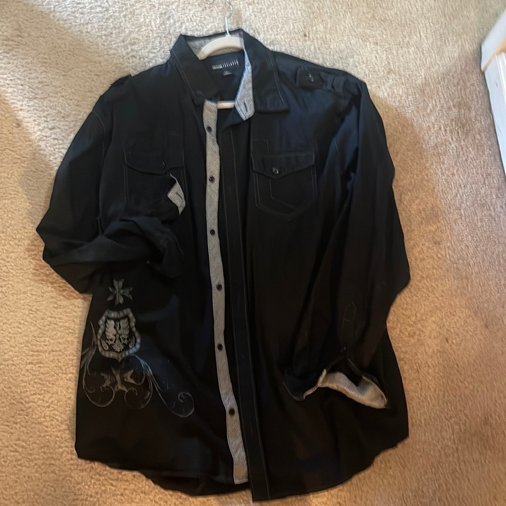 DECODED brand button down shirt. Work a few time. No tears or rips.